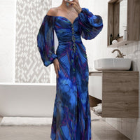 Rozanne Strapless Ruffled Dress with Split for Elegant Appearance (Robe à volants sans bretelles avec fente pour une apparence élégante)