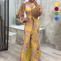 Rozanne Strapless Ruffled Dress with Split for Elegant Appearance (Robe à volants sans bretelles avec fente pour une apparence élégante)