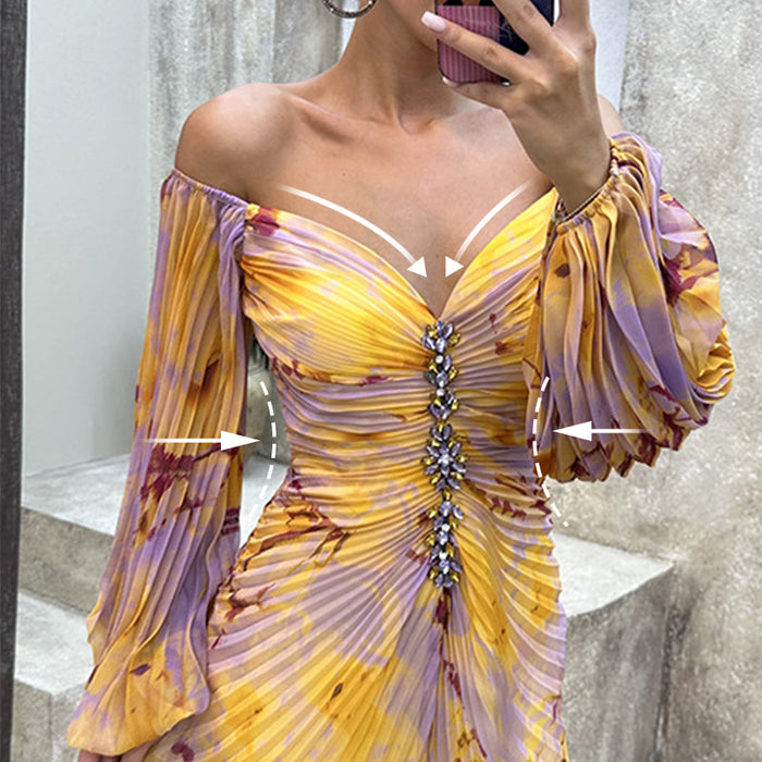 Rozanne Strapless Ruffled Dress with Split for Elegant Appearance (Robe à volants sans bretelles avec fente pour une apparence élégante)