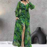 Rozanne Strapless Ruffled Dress with Split for Elegant Appearance (Robe à volants sans bretelles avec fente pour une apparence élégante)