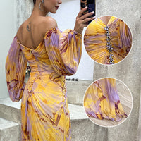 Rozanne Strapless Ruffled Dress with Split for Elegant Appearance (Robe à volants sans bretelles avec fente pour une apparence élégante)