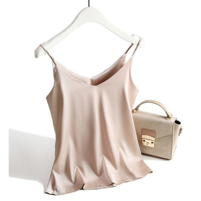 Camisole élégante en satin pour femmes - blouse élégante sans manches