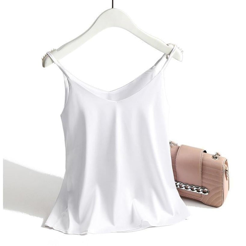 Camisole élégante en satin pour femmes - blouse élégante sans manches