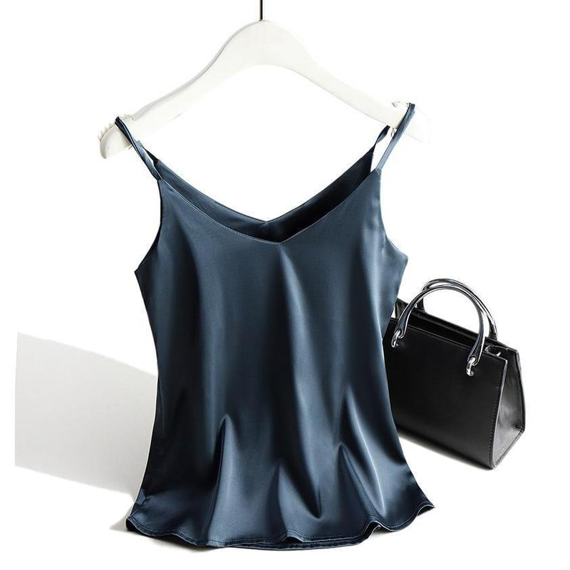 Camisole élégante en satin pour femmes - blouse élégante sans manches
