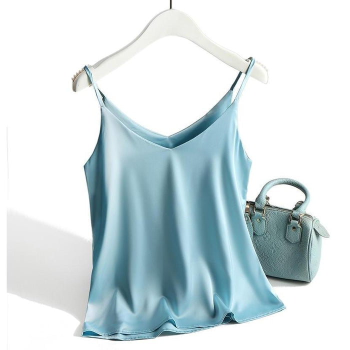 Camisole élégante en satin pour femmes - blouse élégante sans manches