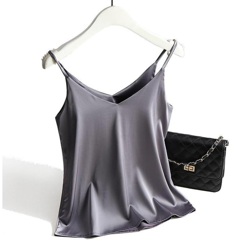 Camisole élégante en satin pour femmes - blouse élégante sans manches