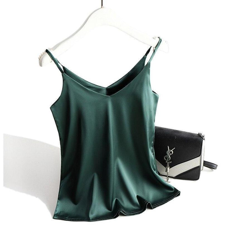 Camisole élégante en satin pour femmes - blouse élégante sans manches