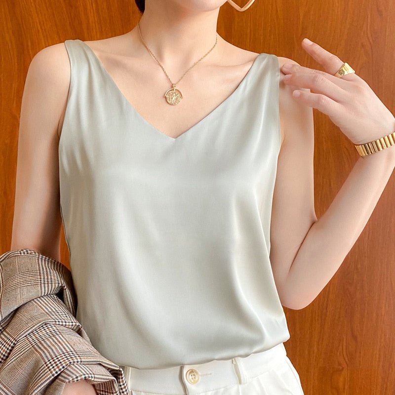 Elégant camisole en soie - Chemisier de luxe sans manches pour femmes pour un look sophistiqué