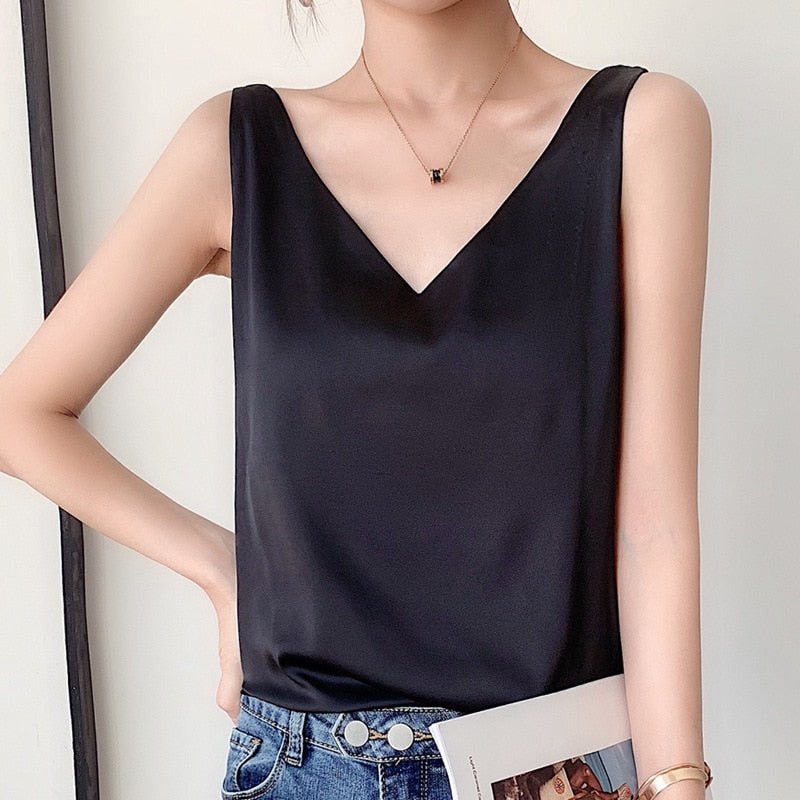 Elégant camisole en soie - Chemisier de luxe sans manches pour femmes pour un look sophistiqué