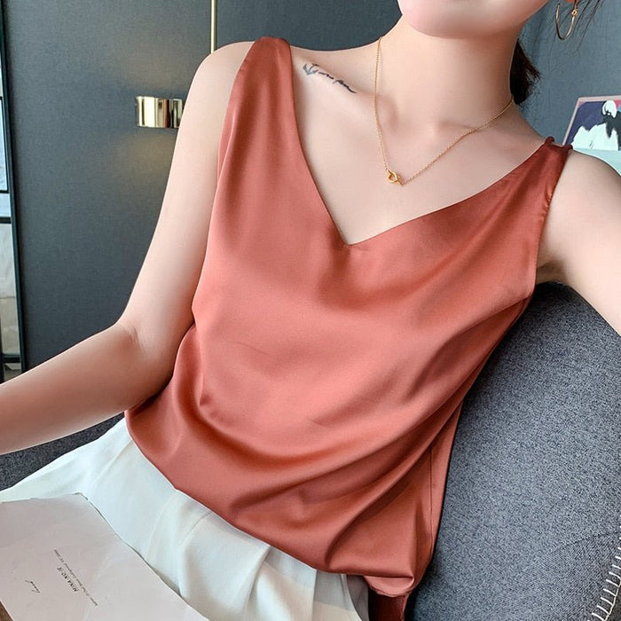Elégant camisole en soie - Chemisier de luxe sans manches pour femmes pour un look sophistiqué
