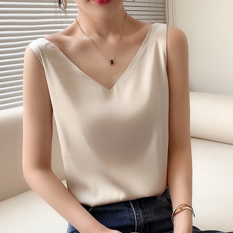 Elégant camisole en soie - Chemisier de luxe sans manches pour femmes pour un look sophistiqué