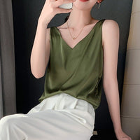 Elégant camisole en soie - Chemisier de luxe sans manches pour femmes pour un look sophistiqué