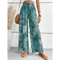 Pantalon large pour femme avec imprimé vintage pour un look bohème élégant et décontracté