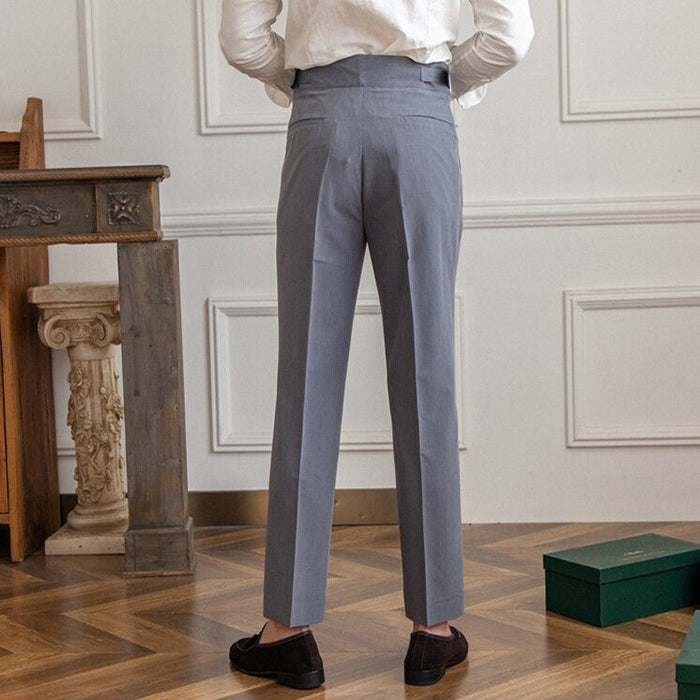 Gurkha Trousers for Men - Pantalon boutonné élégant à taille haute et à plis
