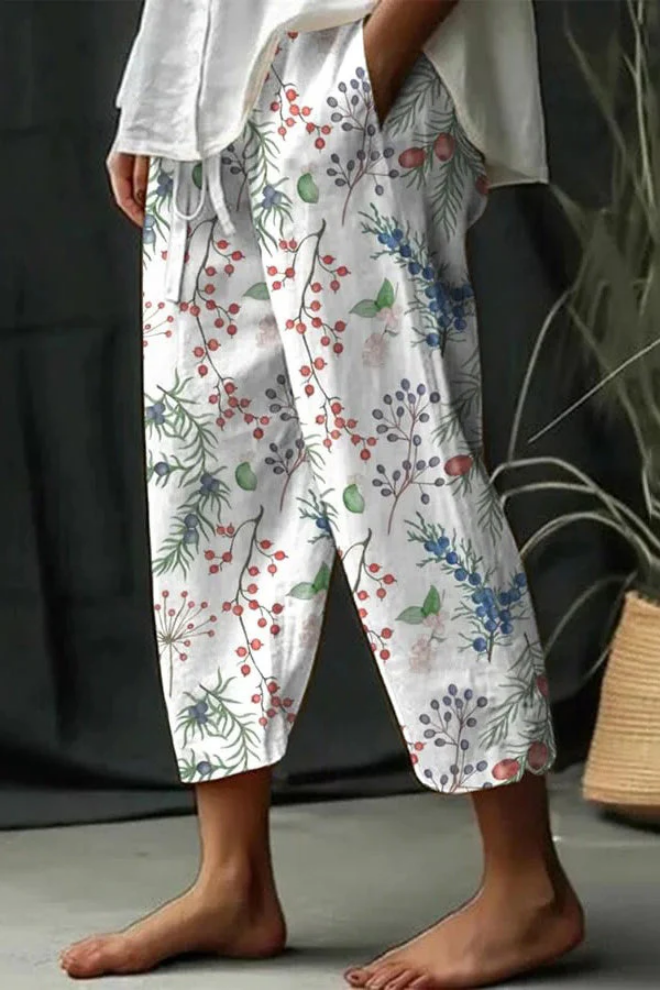Élégant pantalon décontracté pour femmes avec un imprimé floral accrocheur - un vêtement d'intérieur confortable et aéré pour tous les jours