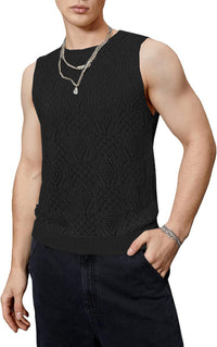 Débardeur pour hommes en crochet - Design géométrique sans manches - Léger et ultra respira