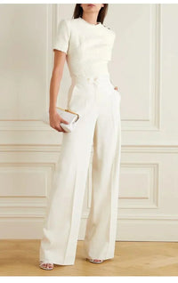Pantalon large pour femme - look élégant pour le bureau, taille haute et coupe parfaite
