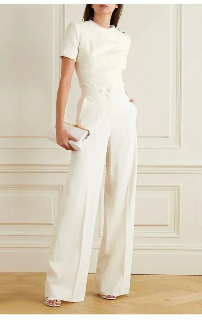 Pantalon large pour femme - look élégant pour le bureau, taille haute et coupe parfaite