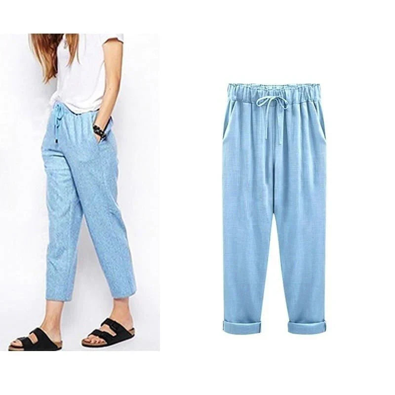 Pantalon élégant en lin léger pour femme - pantalon décontracté élégant et confortable pour toutes les occasions