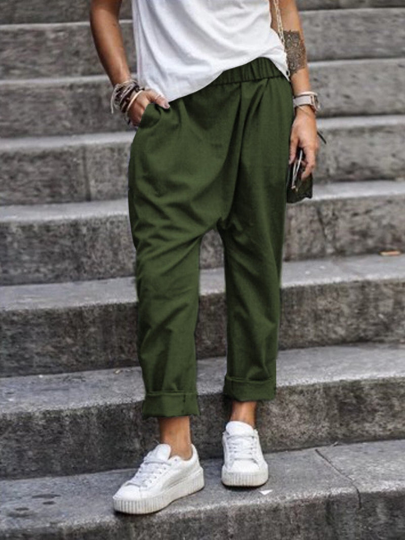 Pantalon femme fuselé en coton, élégant et confortable, pour un look décontracté et élégant
