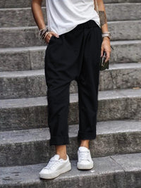 Pantalon femme fuselé en coton, élégant et confortable, pour un look décontracté et élégant