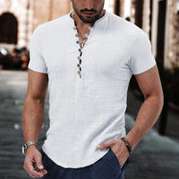 Chemise Henley décontractée pour hommes - manches courtes, coton léger et respirant avec patte de boutonnage élégante