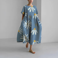 Robe décontractée fluide à fleurs bohème pour femmes