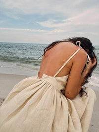 Elégante robe de plage en lin vintage - Kira pour un look d'été élégant