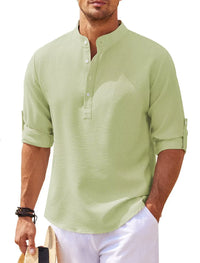 Chemise décontractée pour hommes à col mandarin ultralégère