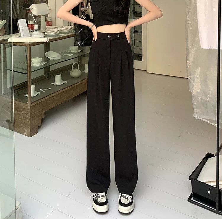 Pantalon large pour femme - look élégant pour le bureau, taille haute et coupe parfaite